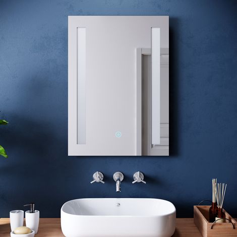 ELEGANT Illuminated LED Front Lit Mirror Bathroom Mirror 500x700mm with Demister Pad (1/5)