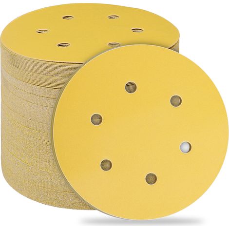 Disques Abrasifs 150mm 50 Pièces - Papier de Verre Ponceuse, Tampons de Ponçage Ronds 6 Trous, Grain 800 - Idéal pour Poncer, Polir, Dérouiller - Compatible Ponceuse Excentrique