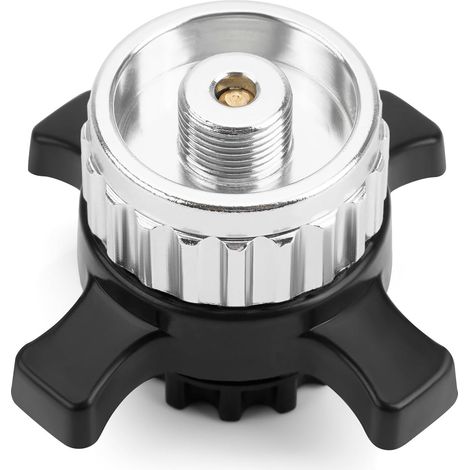 Adaptateur pour réchauds à gaz, convertit une bouteille de gaz à baïonnette en une bouteille à filetage 7/16 pouce, adaptateur pour brûleur à gaz de réchauds de camping, couleur argentée, 1 pièce (1/5)