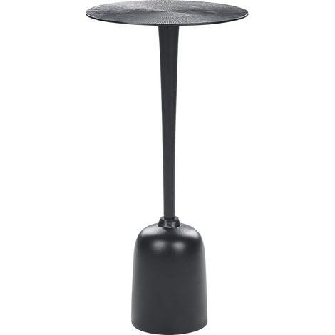 Mesa auxiliar de metal negro 30 cm forma geométrica tallado moderno Selwyn