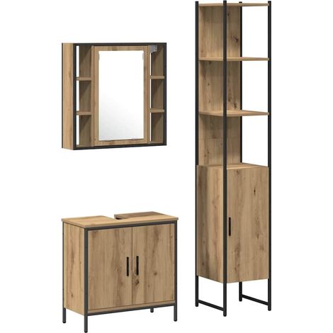 Maison Exclusive - Badezimmer Waschbeckenmöbel mit Regal 3 pcs Br