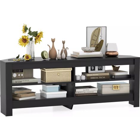 Corner TV Stand 3-Tier Entertainment Center Console Table w/Shelves (1/5)