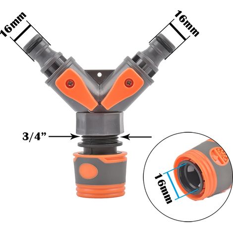 (F)1/2 3/4 Filetage Robinet 2 voies Tuyau Répartiteur d'eau Robinet de jardin Répartiteur en Y Raccords d'arrosage Joints à interrupteur réglable (1/5)
