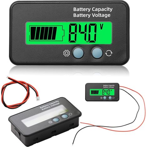 Battery Capacity Monitor, Universal Tester for Lead-Acid and Lithium Batteries, LCD Display, DC 12V-72V Battery Measuring Device, Green Light (1/5)