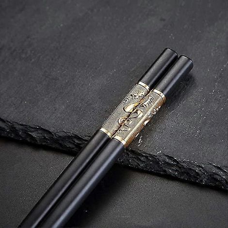Lot de 5 paires de baguettes en fibre de verre compatibles lave-vaisselle, ensemble de baguettes haut de gamme avec motif de dragon chinois et style japonais, réutilisables, style classique (1/2)