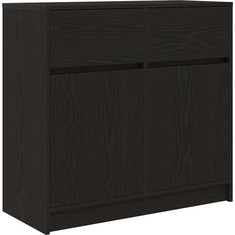 Buffet,Bahut,Meuble de Rangement avec tiroir chêne noir 80x34x76 cm bois d'ingénierie CFW25330 (1/5)