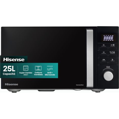 Hisense Microonde H25MOBS1HC, cavità 25L, apertura porta a sinistra, display LED touch, manopole, 8 funzioni, 900W (1/5)