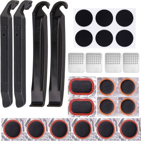 Kit De Réparation De Chambre À Air - Colle Vulcanisante - Rustine Ronde Et Rectangulaire - Râpe En Métal - Décalage - Pour Vélos Et Trottinettes Électriques - 24 Pièces (1/5)