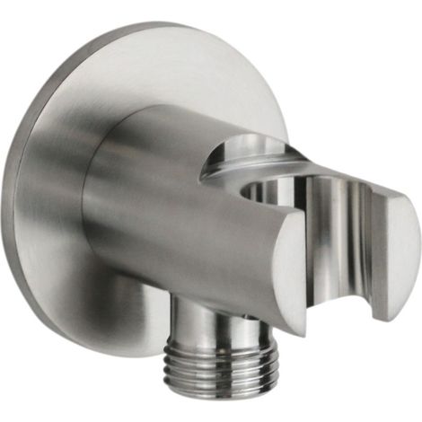 Prise d'eau ronde avec support de douche avant en acier inoxydable AISI 304 avec raccords standard 1/2"G Arqea Tuttotondo CP2302  Acier inoxydable (1/2)