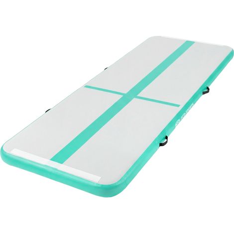 ECD Germany Tappetino Ginnastica Gonfiabile Airtrack 3m, Verde Menta, Spessore 10 cm, Materassino per Tumbling, Tappeto Fitness Palestra, Yoga e Pilates, Materasso Allenamento con Pompa Elettrica