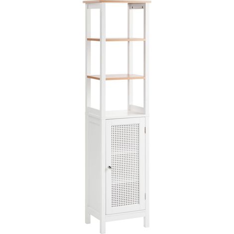Mobile da bagno alto con ripiani in MDF bianco 30 x 160 cm Alamos (1/5)