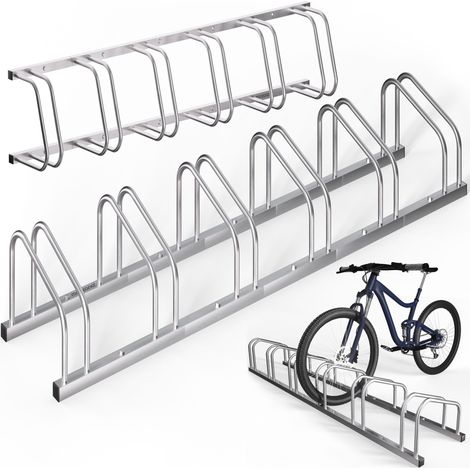 MONZANA® Fahrradständer für 2-6 Fahrräder 30-65 mm Reifenbreite rostfreier Stahl selbstsichernde Schrauben Mehrfachständer Fahrradhalter Aufstellständer 6 Fahrräder