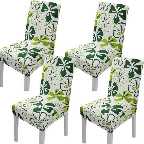 4 Pieces Decor Chair Cover Stretch Chair Cover Spandex Material Chair Cover with Elastic Band for Universal Fit, Very Easy to Clean and Durable (Green)