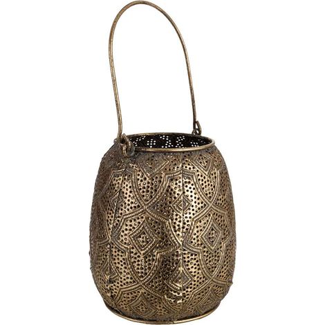 Portavelas de metal dorado 16x16x18h cm