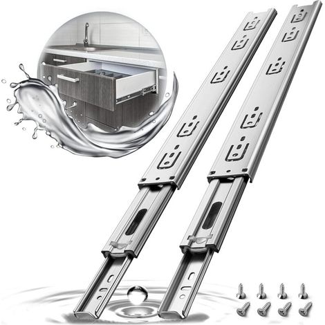 1 paire de glissières de tiroir (300 mm), capacité de charge jusqu'à 45 kg, en acier inoxydable avec revêtement antirouille, avec visserie de montage (1/5)