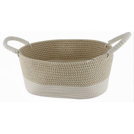 Cleafe - Cesto Portabiancheria Oggetti Corda Intrecciata Ovale Con Manici 35x25x16cm 10677 - (1/2)