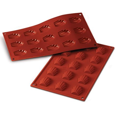 Silikomart  SF031 Stampo in Silicone per Monoporzioni MADELEINE, Antiaderente, 15 Monoporzioni, Confezione da 1 Stampo per Dolci, 44 x 34 mm, h 10 mm, Made in Italy