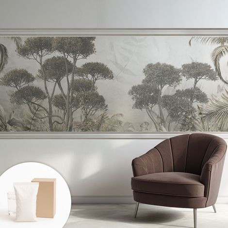 Carta Da Parati - Non Tessuto - Con Colla Inclusa - Per Interni - Ecologica - Con Ingresso - Soggiorno giungla tropicale 250x104 cm (1/5)