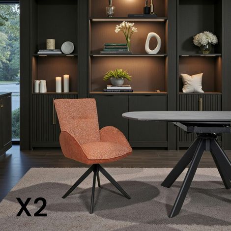 Fauteuil de table pivotant rouille, bi-matière (lot de 2) AGADE (1/5)
