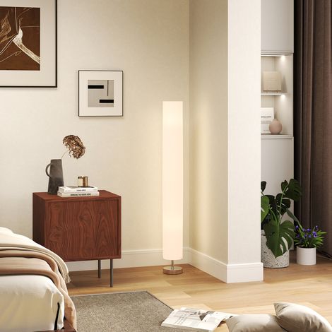 Lampe lampadaire colonne sur pied moderne lumière tamisée 40 W 14L x 14l x 120H cm inox blanc