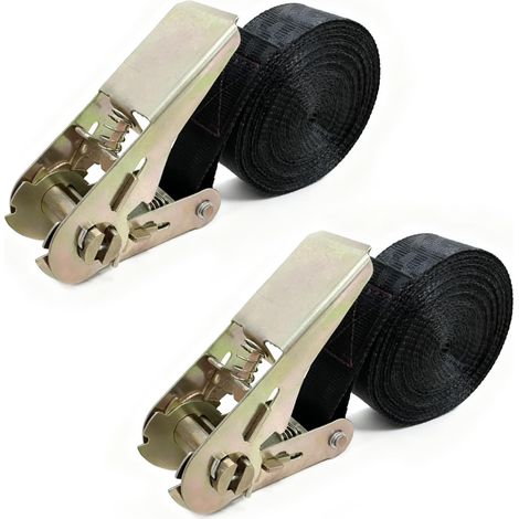 2 6 M Sangle a Cliquet,Réglable avec Fermeture à Clip Sangle Moto Sangles D'arrimage Remorque Sangles Cliquet Sangle Demenagement,Convient Aux Charges Fixes(6M X 2.5 CM) (1/5)