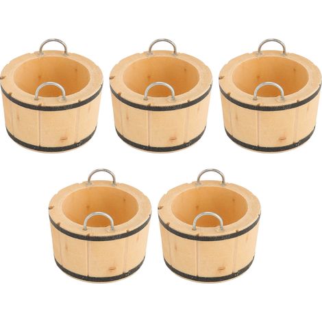 Lot de 5 baignoires miniatures en bois pour maison de poupée, détails exquis et réalistes, accessoire portable idéal pour offrir ou jouer. (1/5)