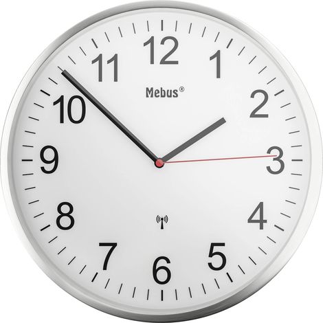 Horloge murale Mebus 19411 radiopiloté(e) 30 cm argent (1/5)