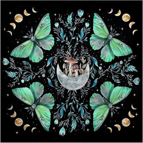 Tapis de jeu carré en flanelle pour tarot, oracles astrologiques, cartes de divination, 60 x 60 cm (1/5)
