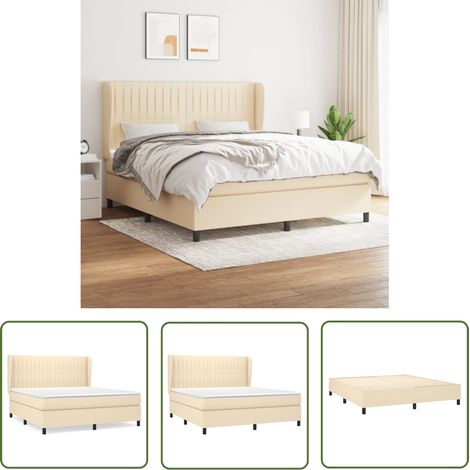 The Living Store Boxspringbett mit Matratze Creme 180x200 cm Stoff - Boxspringbett - Doppelbett - Cremefarbenes Bett - Bettsofa - Schlafsystem (1/5)