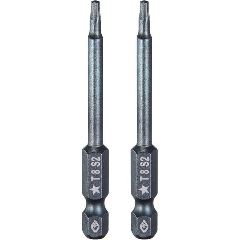 2Pcs Embout Torx 5 Points 1/4" Tige Hexagonale 8mm Acier S2 Bleu (1/5)