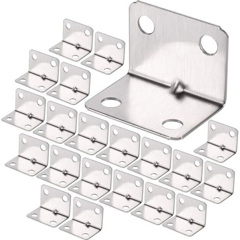 100Pcs Equerre de Coin en Acier Inox, Équerre 90 Degrés Robuste, Équerre à Angle Droit, Petit Equerre de Fixation pour Bois, Support Angle Droit Brace pour Fixation Clôture Table Étagère-LIAIKI (1/5)