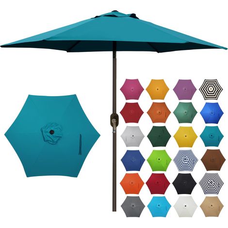 Parasol de terrasse de 2,3 m, parasol de jardin avec manivelle d'inclinaison à bouton poussoir (céruléen) (1/5)