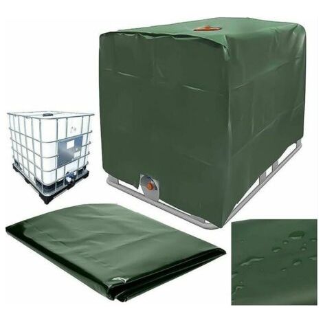 QORVA-Bâche de réservoir d'eau, Bâche Couverture Réservoir pour Cuve 1000L, Capôt de Protection Container Citerne Eau, Anti-poussière Anti-UV Anti-Pluie, 120x100x116cm (vert) (1/5)