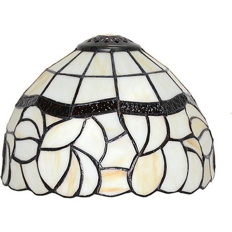 Abat-jour style Tiffa de 20 cm (8 pouces), abat-jour en vitrail à motifs floraux champêtres, compatible uniquement avec les lampes de table, les suspensions et les appliques murales, petit trou (1/5)