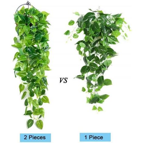 2 Pièces Artificielle Vert Feuilles, Faux Lierre Suspendu Vigne Verdure Guirlandes pour la Fête De Mariage Maison Jardin (1/4)
