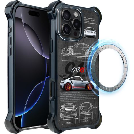 Hülle für iPhone 16 Pro ibizu DropGuard Ultra mit MagSafe, TechDrive, 911 GT3 RS (1/5)