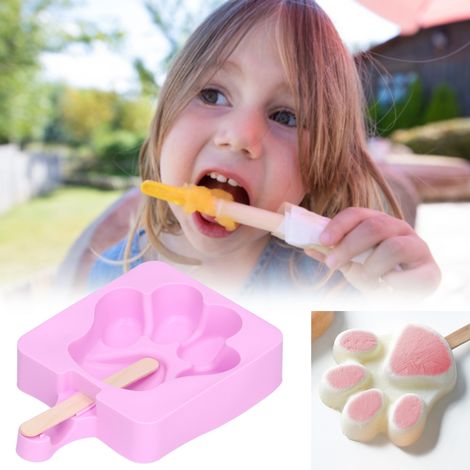 Lot de 3 moules à glace DIY à motifs de chats, moules à glace en silicone en forme de patte de chat, moules à gâteaux, moules à sucettes glacées (1/5)
