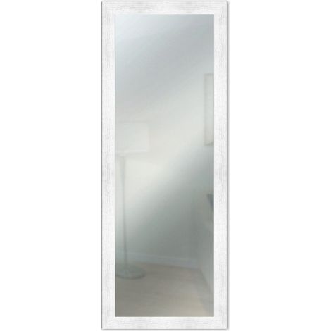 Lupia - Specchio da Parete Moderno BOSTON 41x124 cm, Cornice in Legno MDF, Design Shabby Chic, per Camera da Letto, Soggiorno, Ingresso, Montaggio Verticale o Orizzontale, Legno Ingegnerizzato Bianco