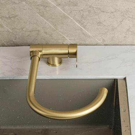 Rubinetto da cucina pieghevole per finestra interna, rubinetti per lavello da cucina in acciaio inossidabile, rubinetto da cucina acqua calda e fredda spazzolato-B (1/4)