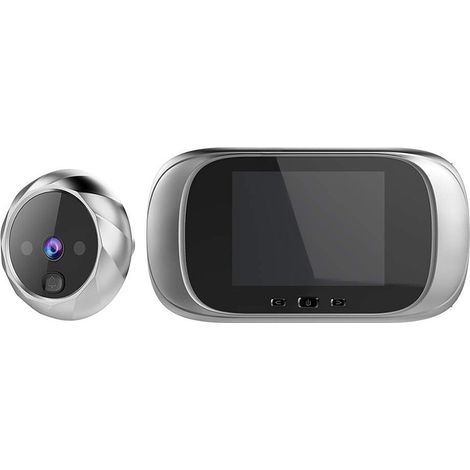 Mirilla Digital para Puerta Inalámbrica Gran Angular 90° Monitor 2.8" y Timbre  Color: Plateado