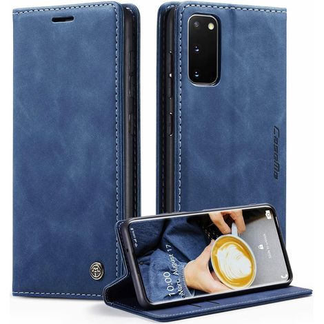 Samsung Galaxy S20 Hülle Premium Leder Flip Case Magnet Stand Blau (1/5)