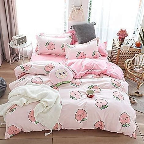 Bettwäsche-Set 155x220 cm mit Pfirsich-Motiv, 2-teilig, Mikrofaser