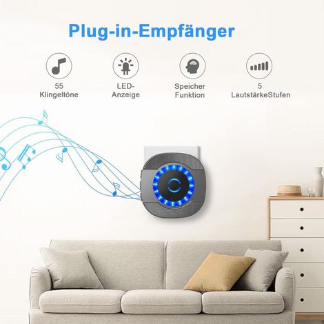 Carillon Electronique Kit – 300M Sonnette Longue Portée avec Récepteurs Enfichables – Sonnette sans Fil extérieur all (1/5)