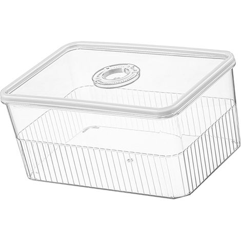 Boîte de conservation pour réfrigérateur avec couvercles, en plastique transparent et hermétique, idéale pour les fruits et légumes (taille L). (1/5)