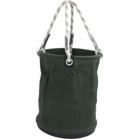 Mini Tool Bucket, Foldable Canvas Tool Bag, 30KG Capacity for Work, Camping, Fishing Organizer, Plastic Bottom (GREEN) (1/5)