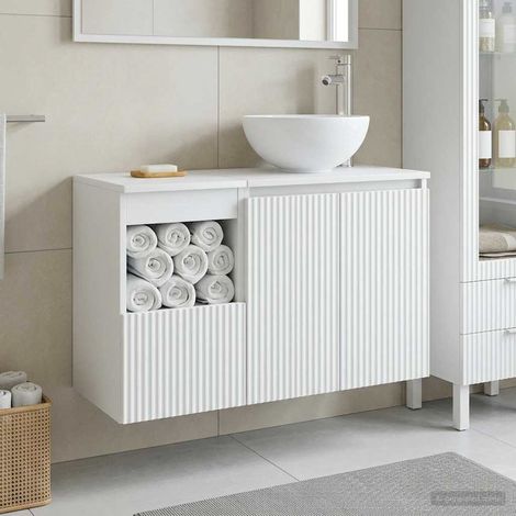 vidaXL Bathroom Furniture Set 2 pcs White Engineered Wood (1/5)