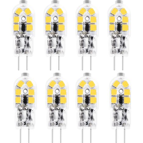 8 Pièces Ampoule LED T3 G4, Culot bipolaire 12V, Blanc Chaud 3000K, Équivalent 20W, Angle 360°, Pour éclairage paysager (1/5)