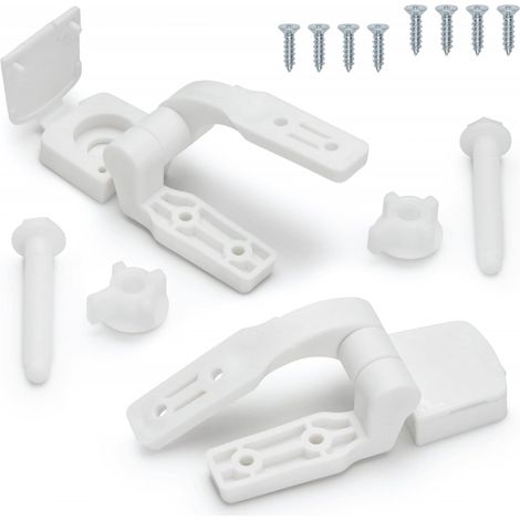 Remplacement Charniere Siege Toilette Plastique Blanc avec Boulons Vis (1/3)
