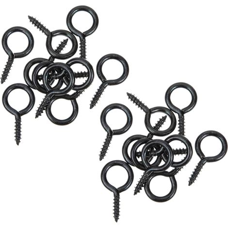 30 crochets à œillet - noir - pour mur/plafond et extérieur (1/5)