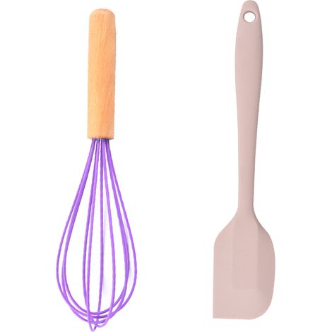 Ensemble Ustensiles Cuisine Miniatures - Silicone Et Bois De Hêtre - Pour Petites Préparations Et Sauces - Lot De 2 Pièces (1/5)